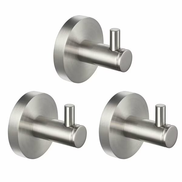 Circular Bathroom Towel & Robe Hook 3 Count, Kibi, Mfr#: KBA1401BN-3PC